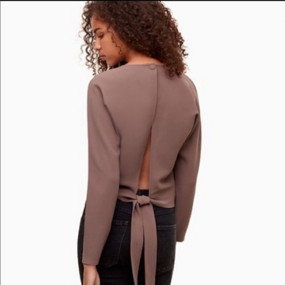Aritzia Tops - OLD - WILFRED Laon Blouse Open Back Tie Back Taupe Mauve Small Aritzia